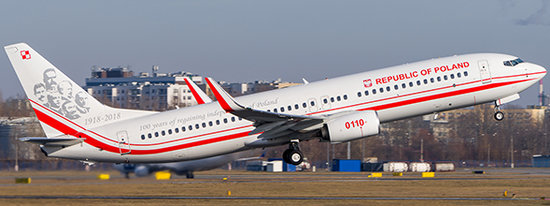 Boeing 737-800 Air Force Polen mit Halter